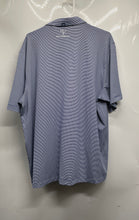 Load image into Gallery viewer, Cutter & Buck Mens Blue Striped Short Sleeve Spread Collar Polo Shirt Size XL