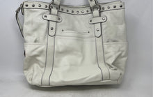 Load image into Gallery viewer, B. Makowsky Womens White Leather Studded Inner Pocket Medium Satchel Handbag
