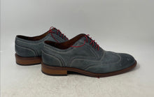 Load image into Gallery viewer, Mercanti Fiorentini Mens Gray Red Leather Wingtip Derby Dress Shoes Size 9.5M
