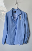 Load image into Gallery viewer, Jones New York Mens Blue Dotted Long Sleeve Collared Slim Fit Dress Shirt Size L