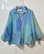 Load image into Gallery viewer, Zara Womens Blue Printed Long Sleeve Collared Button-Up Shirt Size Medium