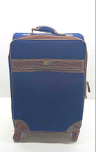 Load image into Gallery viewer, Samantha Brown Unisex Blue Faux Crocodile Embossed Trim Travel Luggage Suitcase