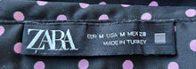 Load image into Gallery viewer, Zara Womens Black Pink Polka Dot Button Front Cropped Blouse Top Size Medium