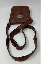 Load image into Gallery viewer, Sam & Hadley Womens Brown Leather Studded Adjustable Strap Crossbody Bag