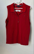Load image into Gallery viewer, Tommy Hilfiger Womens Red Polka Dot Print Sleeveless Collared Polo Shirt Size XL