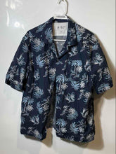 Load image into Gallery viewer, Original Penguin Mens Blue Palm Tree Print Short Sleeve Button-Up Shirt Size XL