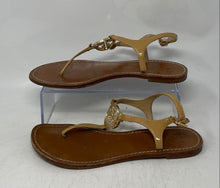 Load image into Gallery viewer, Authentic Tory Burch Womens Beige Flat Thong Sandals Size 7M Worn