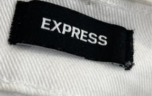 Load image into Gallery viewer, Express Womens White Denim '90s High-Rise Distressed Bootcut Jeans Pants Size 6R