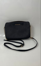 Load image into Gallery viewer, Michael Kors Womens Black Pebbled Leather Adjustable Strap Zip-Top Crossbody Bag