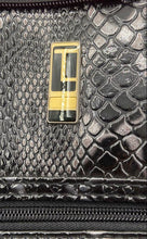 Load image into Gallery viewer, Unbranded Womens Black Snakeskin Embossed Faux Leather Zipper Duffle Bag