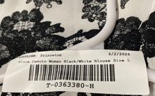 Load image into Gallery viewer, Vince Camuto Womens Black White Floral Print Cold Shoulder Blouse Top Size L