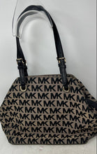 Load image into Gallery viewer, Michael Kors Womens Black Beige Signature Jacquard Double Handle Shoulder Bag