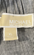 Load image into Gallery viewer, Michael Kors Womens Gray Pinstripe Off-The-Shoulder Tie-Waist Mini Dress Size XL