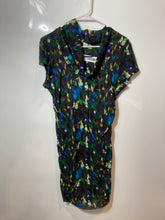 Load image into Gallery viewer, Kenneth Cole Womens Multicolor Abstract Cowl Neck Cap Sleeve Bodycon Dress Sz M