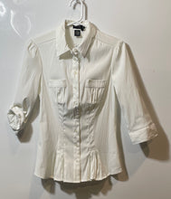 Load image into Gallery viewer, Cotton Express Womens White 3/4 Sleeve Stretch Pockets Button-Up Shirt Size M