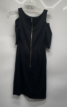 Load image into Gallery viewer, Vince Camuto Womens Black Round Neck Cold-Shoulder Back Zip Shift Dress Size 6