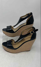 Load image into Gallery viewer, Michael Kors Womens Fanning Black Croc Embossed Wedge Espadrille Sandals Sz 7.5M