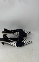 Load image into Gallery viewer, Zara Trafaluc Womens White Black Polka Dot Pointed Toe Slingback Heels Size 40