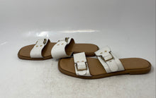 Load image into Gallery viewer, Mila Paoli Womens Beige White Leather Adjustable Flat Heels Slip-On Sandals Sz 9