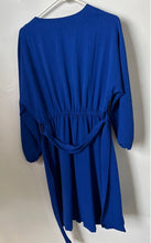 Load image into Gallery viewer, Calvin Klein Womens Blue Long Balloon Sleeve Tie Waist V-Neck Shirt Dress Size 2