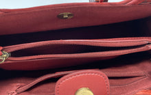 Load image into Gallery viewer, Fossil Womens Red Woven Straw Wood Handle Magnetic Inner Zipped Pocket Handbag