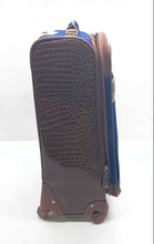 Load image into Gallery viewer, Samantha Brown Unisex Blue Faux Crocodile Embossed Trim Travel Luggage Suitcase