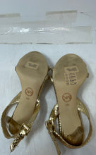 Load image into Gallery viewer, Michael Kors Womens Gold Chain Strap Open Toe Slingback Sandals Size 5 M