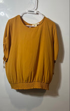 Load image into Gallery viewer, Michael Kors Womens Mustard Yellow Smocked Round Neck Blouse Top Size XL