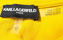 Load image into Gallery viewer, Karl Lagerfeld Paris Womens Yellow Short Roll Tab Sleeve Crew Neck T-Shirt Sz XS