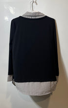 Load image into Gallery viewer, Adrianna Papell Womens Black White Long Sleeve Collared Pullover Sweater Size M