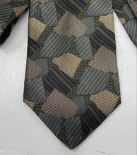Load image into Gallery viewer, Givenchy Mens Gray Green Geometric Print Silk Keeper Loop Adjustable Pointed Tie
