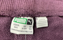 Load image into Gallery viewer, Puma Girls Purple Side Stripe Tapered Leg Drawstring Track Pants Size M With Tag