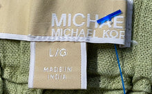 Load image into Gallery viewer, Michael Kors Womens Green Elastic Waist Pull-On Wide-Leg Trouser Pants Size L