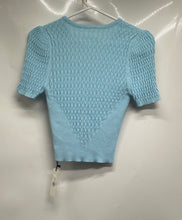 Load image into Gallery viewer, Commense Womens Blue Hollow Knit Button Front Blouse Top Size XS With Tag