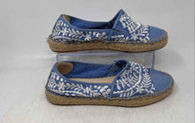Load image into Gallery viewer, Aldo Womens Blue Beige Embroidered Slip-On Espadrille Flats Size 7.5