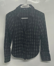 Load image into Gallery viewer, Zara Womens Black White Tweed Long Sleeve Fitted Structured Jacket Size S