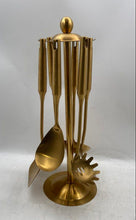 Load image into Gallery viewer, SUS Gold-Tone Kitchen Cooking Utensils Set With Rotating Stand 7-Pieces