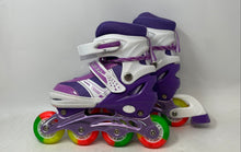 Load image into Gallery viewer, Power Superb Kids Purple White Adjustable Quad Wheel Inline Skates Size Medium
