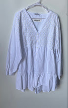 Load image into Gallery viewer, Zara Womens White Long Sleeve Button Front V-Neck Mini Dress Size 2XL
