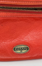 Load image into Gallery viewer, Fossil Womens Orange Leather Adjustable Strap Shoulder Crossbody Handbag