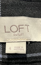 Load image into Gallery viewer, Loft Womens Gray Check Flat Front Slash Pocket Wide Leg Trouser Pants Size 4