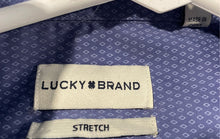 Load image into Gallery viewer, Lucky Brand Mens Blue Geometric Stretch Collared Button-Up Shirt Size Small