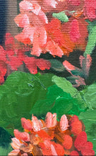 Load image into Gallery viewer, Depicting Red Geraniums In A Pot Still Life Vibrant Original Framed Oil Painting