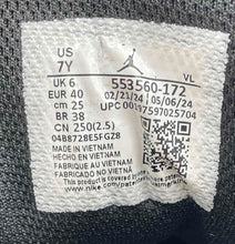 Load image into Gallery viewer, Authentic Nike Boys Air Jordan 1 Low GS White Black Gold Sneaker Shoes Size 7Y