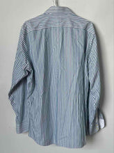 Load image into Gallery viewer, Banana Republic Mens Green White Striped Slim Fit Button-Up Shirt Size Large