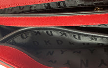 Load image into Gallery viewer, DKNY Womens Red Saffiano Leather Chain Strap Magnetic Flap Crossbody Purse
