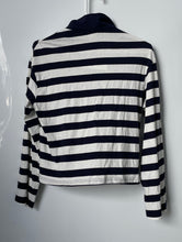 Load image into Gallery viewer, Divided By H&M Womens Black White Striped Button Front Cropped Polo Shirt Sz XS