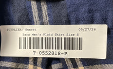 Load image into Gallery viewer, Zara Mens Blue Plaid Collared Long Sleeve Button-Up Shirt Size Small