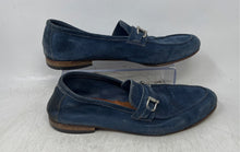 Load image into Gallery viewer, Bata Mens Dark Blue Suede Bit Moc Toe Slip-On Loafer Shoes Size EUR 43