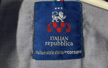 Load image into Gallery viewer, Italian Repubblica Mens Blue White Printed Long Sleeve Button-Up Shirt Size 5